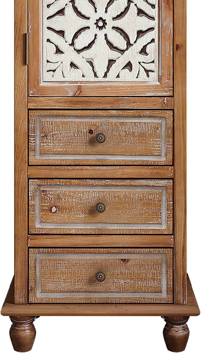 KTART 54''Tall Kitchen Pantry Cupboard Storage Cabine,Narrow Accent Cabinet | Solid Wood Frame;Farmhouse/French Country Narrow Corner Glass Display Cabinet;Narrow Storage Cabinet;Tall Accent Cabinet