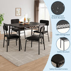 GarveeHome Dining Table Set for 4 with Storage Rack, Black | 5-Piece Kitchen Table and Upholstered Chairs, Wood Tabletop, Heavy-Duty Metel Frame, for Small Space, Apartment, Kitchen Room