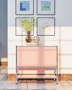 Metal Nightstand, Mid-Century Modern Bookshelf, Flap Door 27.5 | Sleek Modern Design,Space-Saving, Cube Storage Organizer, Bedside Table, Entryway Console for Home, Office, or Foyer