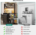 Squireewo 63" H Pantry Cabinets with 10 Gallon Trash Can,Led Light,Outlet,35" W Kitchen Hutch with Tilt Out Trash Can Cabinet,Farmhouse Cupboard with Large Countertop for Living Room, Dining Room