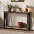 ChooChoo Farmhouse Console Table, Rustic Vintage Narrow Sofa Table for Entryway, Living Room, Hallway, 47 Rustic Oak & Black