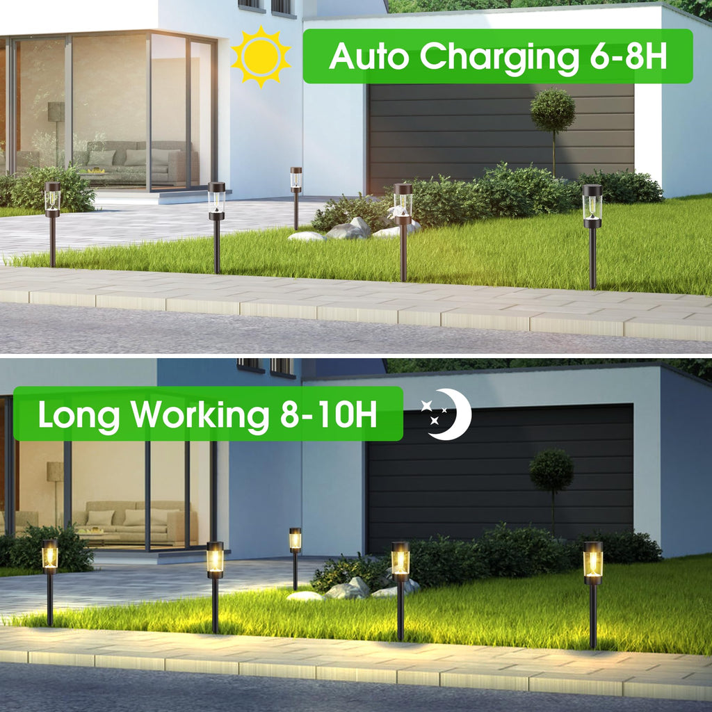 Eyrosa Solar Lights Outdoor, 12 Pack Waterproof Solar Landscape Lighting for Pathway Garden Yard Path Walkway Driveway Lawn Patio Outside Decor, Warm White