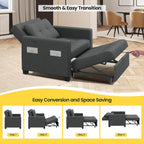 Yaheetech Convertible Futon Sofa Bed 3-in-1 Sleeper Chair Bed Tufted Couch with Adjustable Backrest, 2 USB Ports for Living Room Bedroom Small Space, Dark Gray
