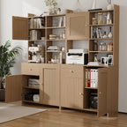 IDEALHOUSE Kitchen Pantry Cabinet with Adjustable Shelf, 71" Tall Storage Cabinet with Microwave Stand, Food Pantry Cabinets for Kitchen, Dining Room, Living Room, Natural