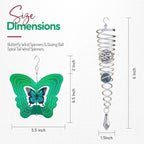 ISEO Butterfly Wind Spinner for Yard and Garden with Gazing Ball Set, Hanging Outdoor Decor, Yard Art, Porch and Patio Decorations, Metal Wind Spinners Outdoor, Weather Resistant, 6.5”