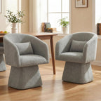 VKNOW Upholstered Swivel Dining Chairs Set of 1, Modern Dining Room Chairs with Barrel Back, Accent Arm Chair with Pillow for Dining Room, Living Room, Bedroom, Vanity, Gray