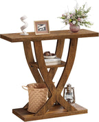 FAVOOSTY Entryway Table, 3 Tier Hallway Table, Console Tables for Living Room, Narrow Entrance Table with Storage, Sofa Table Behind Counch, Accent Table for Entry Foyer, Rustic Brown