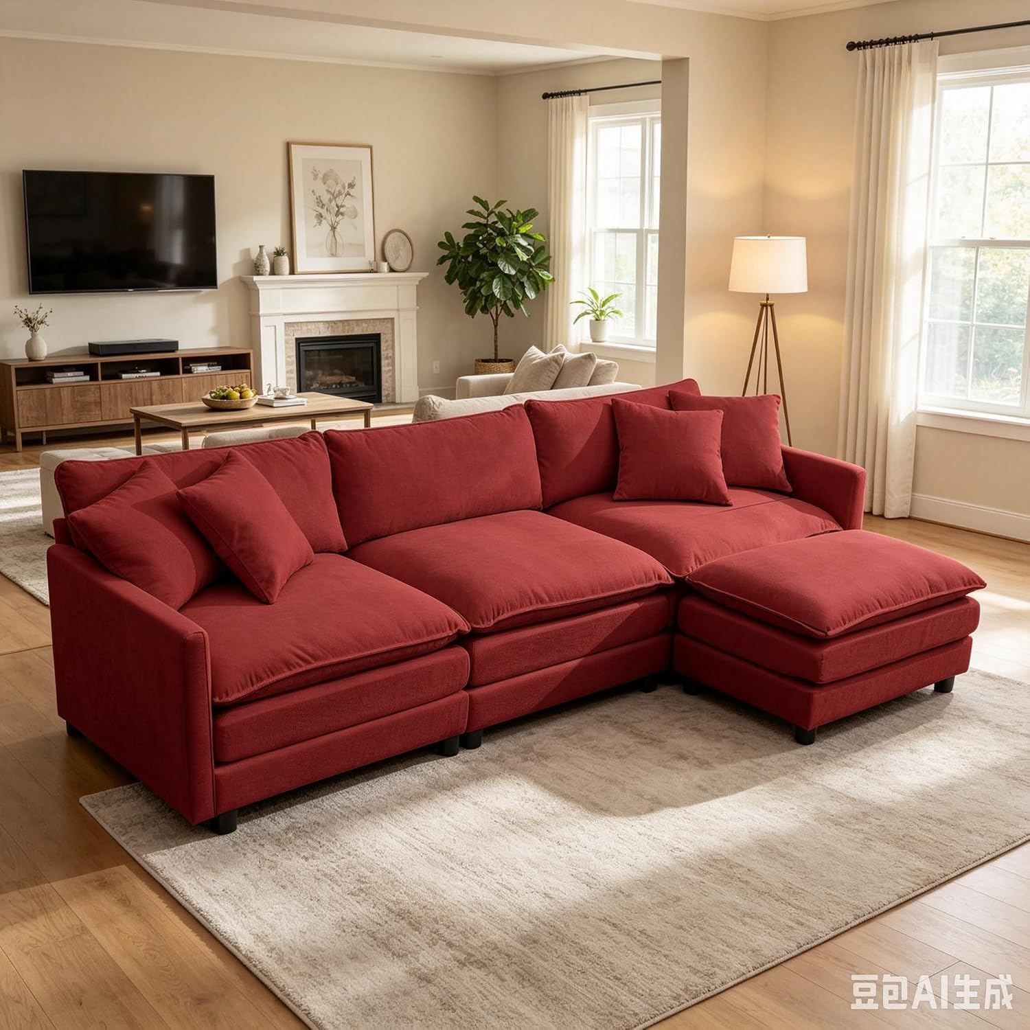 108.27" Modular Sectional Sofa, 4 Seat L Shaped Couch with Chaise | Deep Seat Cloud Couch With Soft Chenille Fabric, Reversible Chaise Modular Design Spacious Comfort for Home, Apartment, Dorm