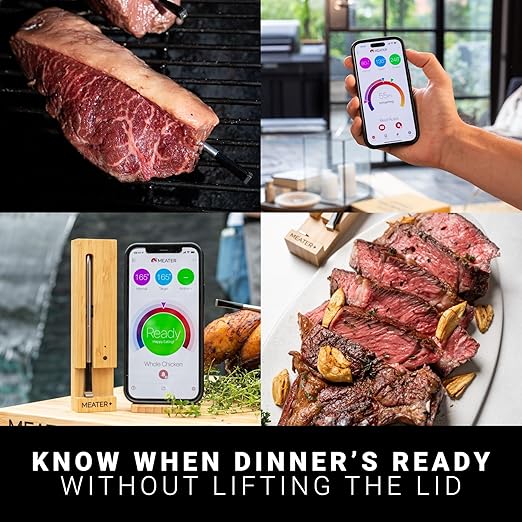 MEATER Plus: Smart Bluetooth Wireless Meat Thermomter Digital | Limited Edition King of The Grill Engraved | Brown Sugar Color | Perfect for Steak, Chicken, Turkey, & More | Delicous Recipes in App