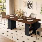 Dining Table for 4-12 People, Modern Wood Kitchen Table with Storage Cabinets, Dining Room Table for Kitchen Living Room Apartment, Space Saving Rectangle Table.