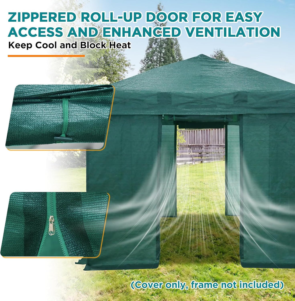 EAGLE PEAK Replacement Mesh Cover for 12x8 Portable Walk-in Pop up Greenhouse, Front and Rear Zippered Entry Doors (Frame Not Included), Green