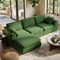 KISLOT 108" Cloud Couch,Sectional No Assembly Required,Modular Sofa with Deep Seat for Living Room,L Shaped Couch with Ottoman Snowflake Fabric and Memory Sponge,Green