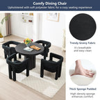 Boucle Barrel Side Chairs Set of 6, Modern Designed Upholstered Comfy Sherpa Fabric Accent Kitchen/Dining Chair, Kitchen Armchair for Living Room Dining Room Bedroom (Black, Set of 6)