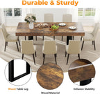 Zevemomo 63"-78.7" Rectangular Extendable Dining Table, 6-8 Extendable Dining Table, Conference Table, Kitchen Table with Slide Track, Tapered U-Shaped Wood Legs for Office, Living Room-Rustic Brown