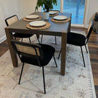 Hyfirm Black Rattan Modern Dining Chairs Set of 4, Armless Side Chairs with Metal Legs for Dining Room/Living Room
