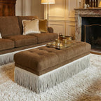 Hyfirm 47-Inch Chenille Ottoman Bench Vintage Tufted Fringe Design Brown | From bedroom dressing to living room lounging, this bench serves as an end-of-bed seat, sofa footrest, or entryway accent