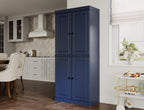 Palace Imports Solid Wood Kitchen Pantry Cabinet - 71.5" Tall x 32" Wide - Wooden Storage Cabinet with 4 Doors & Adjustable Shelves, Navy Blue, 100% Renewable Eco-Friendly Wood, Made in Brazil