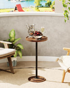 CHOEZON Drink Table, Small Round Side Table for Small Spaces, Pedestal Martini Side Table, for Living Room, Bedroom, Rustic Brown and Black TBZ30BF