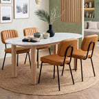 OLIXIS Dining Chairs Set of 4, Modern Upholstered Mid Century Kitchen Chairs with Faux Leather Cushion Seat, Backrest & Metal Legs for Living Room, Bedroom, Home Office, Brown