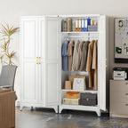 Metal Wardrobe Cabinets,Armoire Wardrobe Closet with Hanging Rod,Clothes Storage Cabinet with Adjustable Shelves and Doors,Clothing Cabinet for Bedroom,Office, Laundry Room