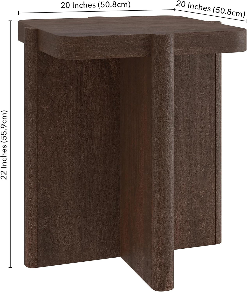 Henn&Hart 20" Modern Square End Table, Side Table, Nightstand with X-Base for Living Room, Office, Family Room, or Bedroom, Heritage Oak