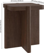 Henn&Hart 20" Modern Square End Table, Side Table, Nightstand with X-Base for Living Room, Office, Family Room, or Bedroom, Heritage Oak
