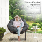 Outdoor Rocking Chair Set of 2, Patio Oversized Wicker Egg Rocking Chair, Indoor & Outdoor Comfy Rocker Chair with Thick Cushion, Modern Lounge Chair for Balcony, Porch, Garden, Backyard, Deck, Grey