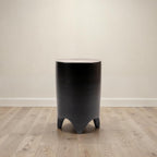 Creative Co-Op Hand-Carved Wood Side Table, Black Finish