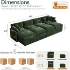 Myroyalsit Modular Sofa with Storage, 135" Sleeper Sofa Bed Sectional Cloud Couch, Oversized Fabric Couch with Movable Ottoman, 8 Seat Modern Deep Seat Sofa for Living Room (Green Chenille)