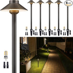Low Voltage Landscape Brass Lighting - 12V LED Pathway Lamp IP65 Waterproof, Hard-Wired Bronze Path Light for Outdoor Walkway Garden with 3W 5000K Daylight G4 Replaceable Bulb (6 Pack)