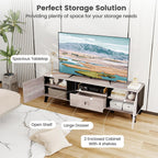 GIANTEX Mid Century Modern TV Stand for 65-80 Inch TV, Large Entertainment Center with Storage Drawer, 2 Side Cabinet &Open Shelf, Wood TV Console Table for Bedroom, Living Room