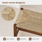Giantex 40" Dining Bench with Woven Seagrass Woven Seat, Rubber Wood Legs, 350 Lbs Capacity, 40" x 14" x 18" Entryway Bench for End of Bed, Dining Room, Hallway, Living Room, Bedroom, Entry (1)
