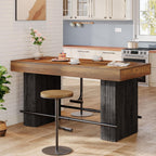 Tribesigns 62.2-Inch Dining Table for 4-6, Counter Height Dining Room Table with Footrest, High Top Kitchen Bar Table for Living Room, Kitchen, Pub