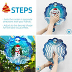 Christmas 3D Wind Spinners Hanging, 12in Large Stainless Steel Yard Sculpture for Winter Outdoor Indoor Garden Yard Crafts Ornaments Decoration(Christmas Snowmen)