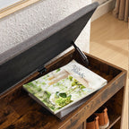 Shoe Storage Bench with Flip Drawers & Lift Top Storage Box, Entryway Bench with Seat Cushion, 3-Tier Short Shoe Cabinet with Adjustable Shelves for Entryway, Hallway, Living Room, Mudroom, Brown