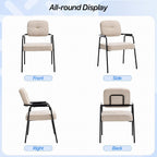 HENGJIANYI Accent Chair Dining Chair Set of 2, Chenille Upholstered Armchair Reading Side Chair, Comfy Living Room Chair with Black Metal Legs for Bedroom Waiting Room, Beige