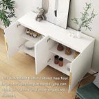 Sideboard Cabinet, 56" Large Buffet with Storage, Wood Credenza with 4 Fluted Doors and Adjustable Shelves, for Living Room, Kitchen, Entryway, White