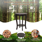 SlickBlue Space-Saving 2-Tier Round End Table with Premium Wood Legs and Floor Protection