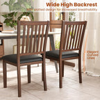 Giantex Wooden Dining Chairs Set of 4, Upholstered Kitchen Chairs w/Slat Back, Wear-Resistant PVC Leather, Rubber Wood Legs, Farmhouse Dining Side Chairs for Dining Room, Living Room, Espresso