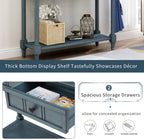 MERITLINE Wood Console Table for Entryway Console Table with Storage Sofa Table Entryway Table with 2 Drawers and Bottom Shelf (Navy)