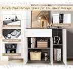 LOKO Buffet Cabinet with Storage, Multifunctional Kitchen Storage Cabinet with Adjustable Shelf & Anti-toppling Devices, Sideboard Side Table in Modern Style, 35 x 16 x 31.5 inches
