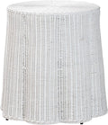 bali & pari Palm Bohemian White Scalloped Rattan End Table
