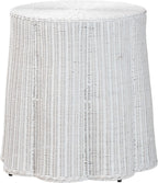 bali & pari Palm Bohemian White Scalloped Rattan End Table
