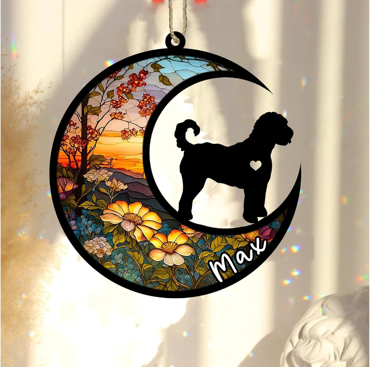 Personalized Dog Memorial, Custom Name Goldendoodle Dog Christmas Ornament with Name, Custom Breeds, Pet Loss Light Catcher, Gifts for Lovers Loss of Pet Sympathy on Mothers Day Christmas