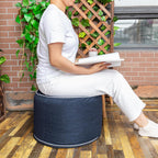 Outdoor Ottomans for Patio Pouf Waterproof Fade-Resistant Ottoman Foot Rest for Outdoor - Ottoman Chair Filled with High-Density All-in-One Foam, 20" D x 14" H Inches (Navy Blue, Round)