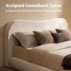 RECCI AirFrame Queen Upholstered Bed Frame with Camelback Curved Headboard