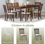 AMERLIFE Dining Chairs Set of 8, Farmhouse Upholstered Kitchen Dining Chairs with Curved Backrests, Padded Dining Room Chairs with Solid Wood Legs, Dark Brown