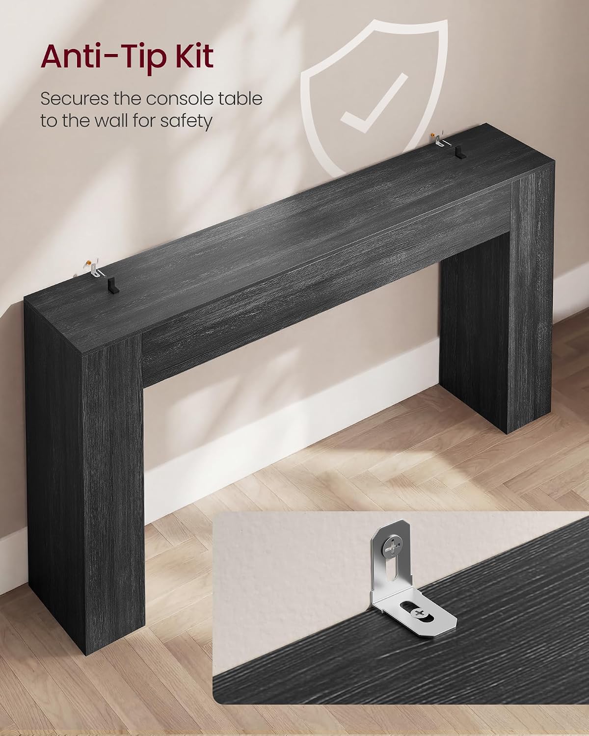VASAGLE 63 Inches Entryway Table, Thick Tabletop Console Table, Farmhouse