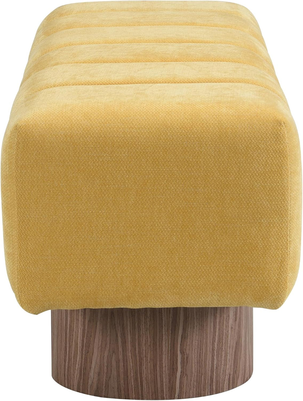Merax 50" Upholstered Chenille Dining Bench Entryway End of Bed Ottoman Bench for Living Room Bedroom Dining Room, Wood Leg, Bear 300 LBS, No-Assembly (Yellow)