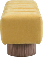 Merax 50" Upholstered Chenille Dining Bench Entryway End of Bed Ottoman Bench for Living Room Bedroom Dining Room, Wood Leg, Bear 300 LBS, No-Assembly (Yellow)